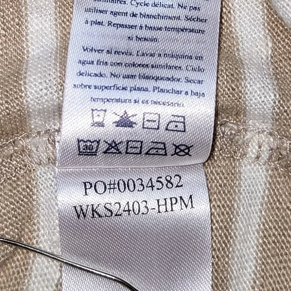 Faherty XL Striped Oceanside Linen V Neck T-Shirt short sleeve cropped slub knit - Picture 6 of 9